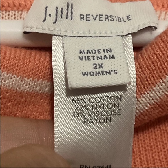 J.Jill Petite Reversible Grape Fruit Striped Mock Neck  Tunic Sweater Plus Sz 2X - Picture 4 of 9